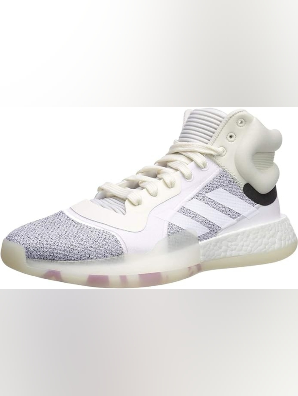 New adidas Mens Marquee Boost White, Gray & Gum Court Sneakers